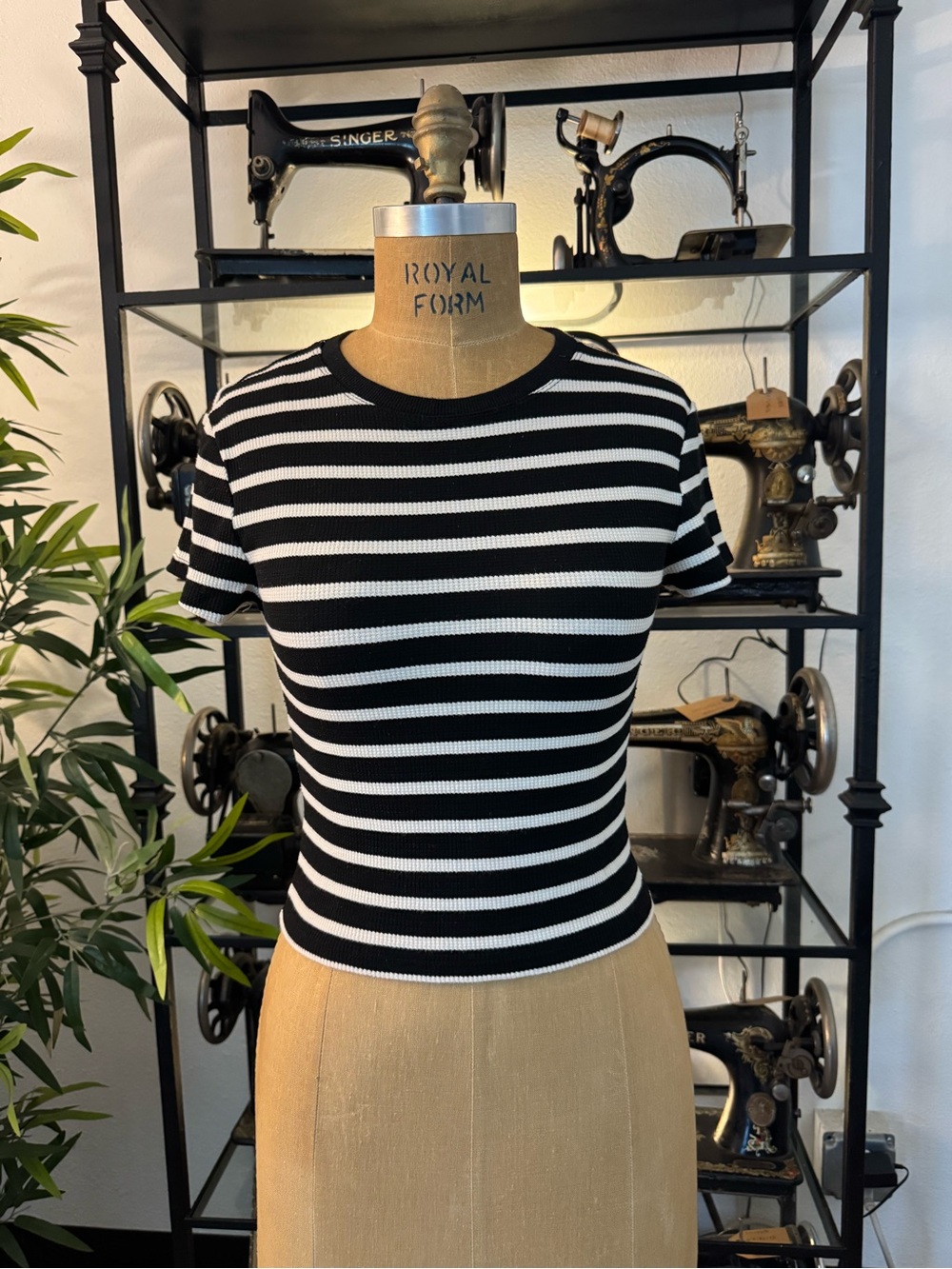 Black & White Striped Short-Sleeve Knit Tee
